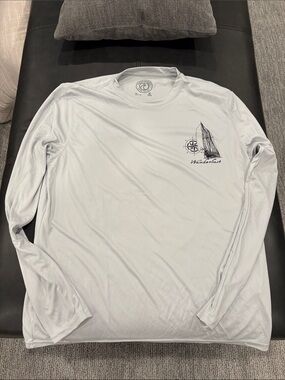 Wanderlust Men’s Long-Sleeve Performance Shirt - Light Gray Sail Graphic
